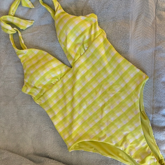 Seafolly One Piece Swimsuit  Portofino Deep V Lime AUS Size 12 CAD 10 - Picture 7 of 7